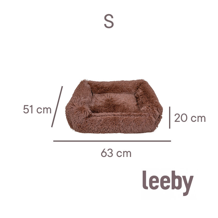 Leeby Cama Suave Anti Stress de Pelo Castanho para cães, , large image number null